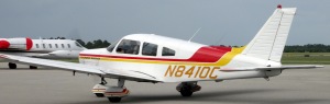 Taxiing out for my first solo flight/take off.  Piper Warrior 8410C at KJKA, Gulf Shores, AL. 